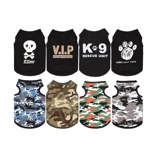 Breathable Small to Medium Dog Puppy T-Shirts with Camouflage Patterns for Summer Wear