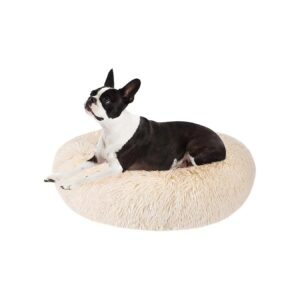 Breathable Soft Plush Donut Dog Bed for Small Medium Pets Snooze