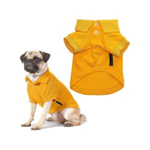 Breathable Summer Dog Polo Shirt for Large Dogs in Yellow Color Cotton Fabric