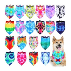 Breathable Tie Dye Dog Neckerchiefs for Summer, 20 Pieces for Various Sizes