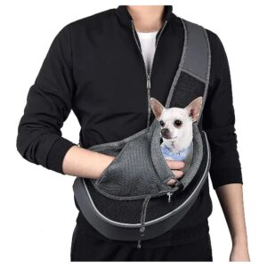 Breathable and Adjustable PU Leather Dog Sling Carrier for Safe and Secure Travel