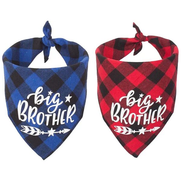 Breathable and Adjustable Plaid Dog Bandana for Big Brother Dogs with Comfortable Fit