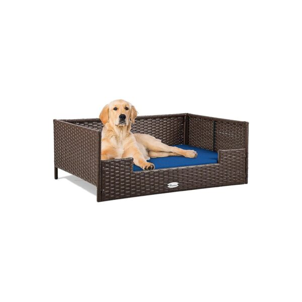 Breathable and Durable Rattan Dog Bed with Raised Legs for All Breed Sizes