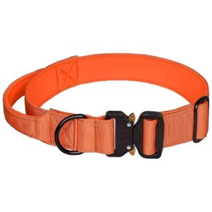 Breathable and Soft Orange Dog Collar with Metal Buckle for Large Dogs