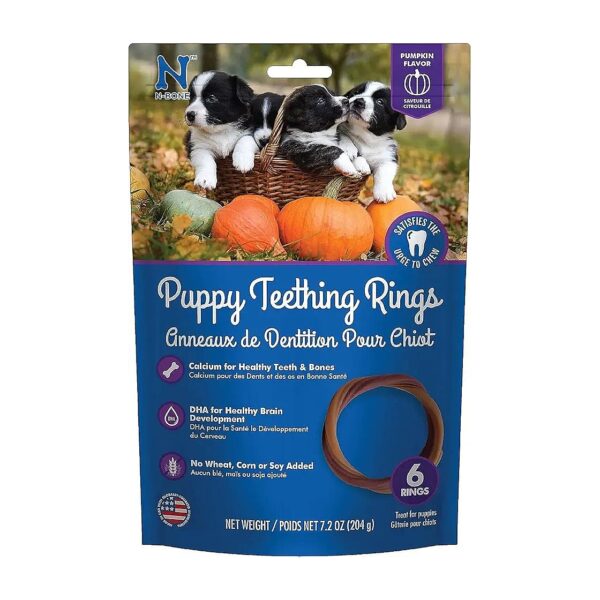 Breed-Size Hard Plastic Puppy Teething Rings Pumpkin Flavor