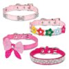 Breeding Pink Dog Collars with Adjustable Metal Buckle for Small Female Dogs and Cats