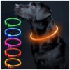 Bright Orange LED Dog Collar with Adjustable TPU Material for Large Small Medium Dogs