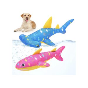 Bright Water Play Floats for Small Medium Large Dogs with Squeaky Shark Toy