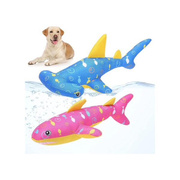 Bright Water Play Floats for Small Medium Large Dogs with Squeaky Shark Toy