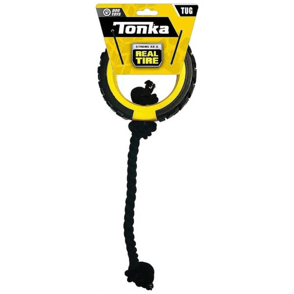 Bright Yellow Black Rope Tug for Medium Large Breeds Ideal for Fetch and Tricks