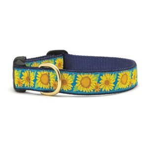 Bright and Colorful Sunflower Design Dog Collar in Large Size