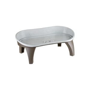 Brown Elevated Dog Food Tray with Rust-Resistant Metal Bowls and Non-Slip Feet