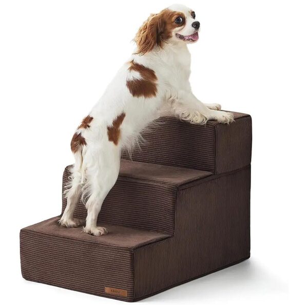 Brown Foam Pet Stairs for Small to Medium Dogs and Old Cats