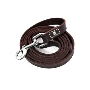 Brown Full Grain Latigo Leather 6 Foot Dog Walking Leash for Medium Large Dogs