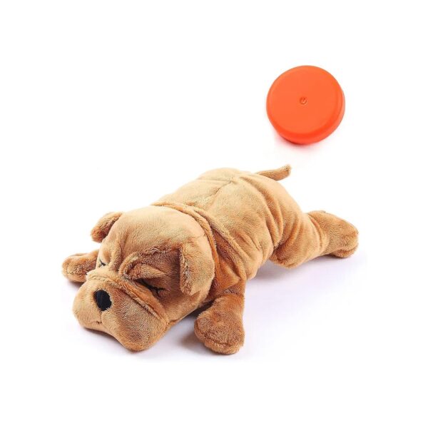 Brown Heartbeat Puppy Toy for Separation Anxiety Relief and Dog Training