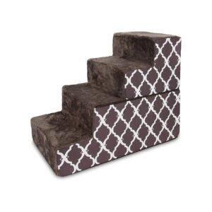 Brown Lattice Print Pet Stairs with CertiPUR-US Certified Foam for Durability