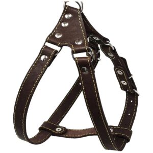 Brown Leather Adjustable Chest Harness for Medium Size Dogs from 5 to 22 Inches