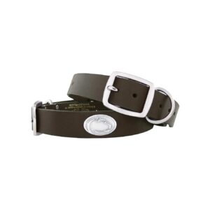 Brown Leather Concho Pet Collar with Penn State Nittany Lions Logo and Silver Hardware