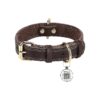 Brown Leather Dog Collar for Large Dogs, Soft and Durable with QR ID Tag and Metal Buckle