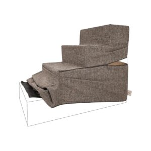 Brown Linen Foldable Dog Ramp Cover with Soft, Non-Slip Fabric for Comfort