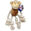 Brown Plush Monkey Dog Toy with Squeaker and Entwined Rope Anvil