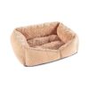 Brown Rectangle Shape Soft Calming Warming Dog Bed for Medium Small Dogs Sleeping