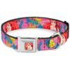 Buckle Adjustable Dog Collar with Pink Fish Trio and Small Size Option