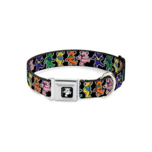 Buckle Down Dog Collar Black Multi Color Dancing Bears Pattern Medium Size 16-23 Neck