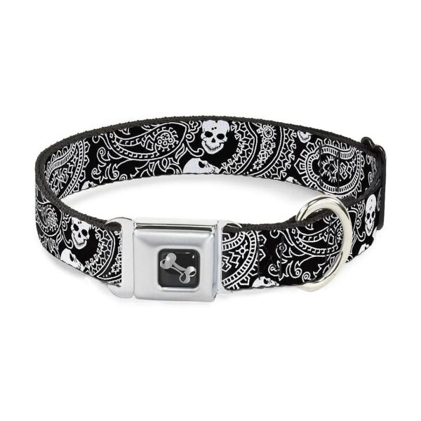 Buckle Down Dog Collar with Bandana and Skulls Design Medium Size