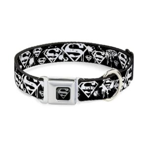 Buckle-Down Dog Seatbelt Buckle Collar with Superman Shield Splatter Multi Color