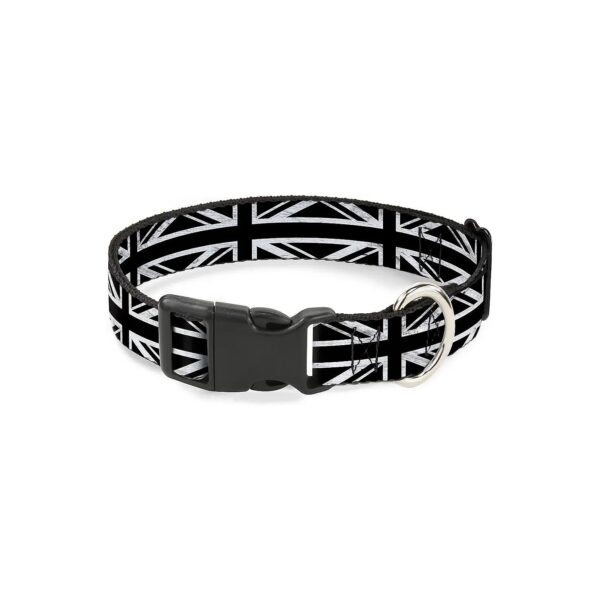 Buckle-Down Licensed Large Breed Dog Collar Union Jack Distressed Black White