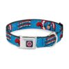 Buckle Down Seatbelt Buckle Dog Collar in Weathered Blue Pattern