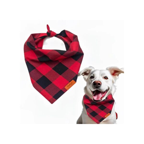 Buffalo Plaid Dog Bandanas Premium Soft Cotton Thicken Fabric for Small Medium Large Dogs