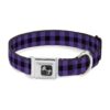 Buffalo Plaid Dog Collar with Seatbelt Buckle for Medium Sizes