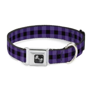 Buffalo Plaid Dog Collar with Seatbelt Buckle for Medium Sizes