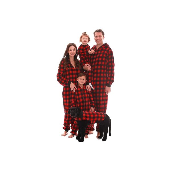 Buffalo Plaid Matching Adult Onesies for Family and Dog Pajamas