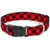 Buffalo Plaid Pattern Dog Collar with Overengineered Plastic Clip