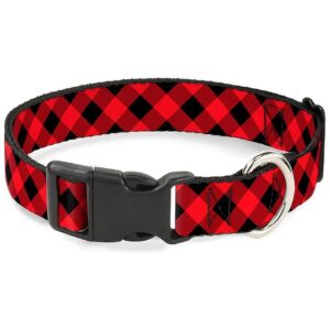 Buffalo Plaid Pattern Dog Collar with Overengineered Plastic Clip