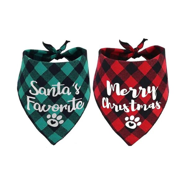 Buffalo Plaid Pet Scarves 2 Pack for Dogs Medium Large Sizes