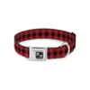 Buffalo Plaid Polyester Dog Collar with Large Seatbelt Buckle - 15-26" Neck