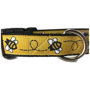 Bumblebee Yellow Nylon Dog Collar 1 Inch Wide Heavy Duty Adjustable