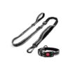 Bungee Heavy Duty Dog Leash with Adjustable Collar and Car Seat Belt for Large Breeds