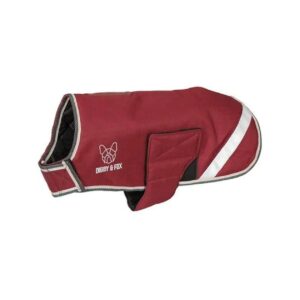 Burgundy Waterproof Dog Coat for All Breed Sizes with 200g Insulation and Touch Close