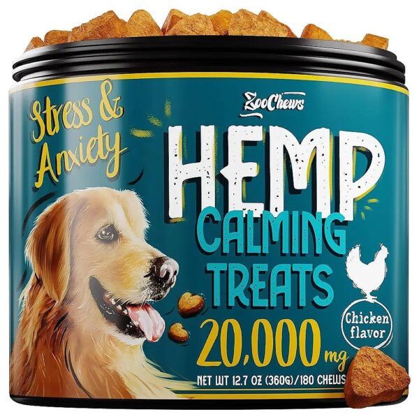 Calming Chews for Dogs with Chicken Flavor and Natural Stress Relief