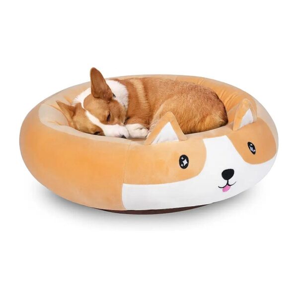 Calming Corgi Patterned Pet Bed for Small and Medium Pets