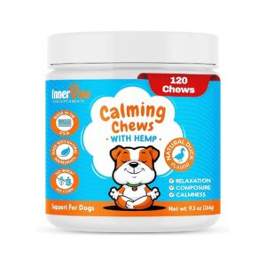 Calming Dog Chews for Stress Relief and Hyperactivity with Chamomile and Valerian Root