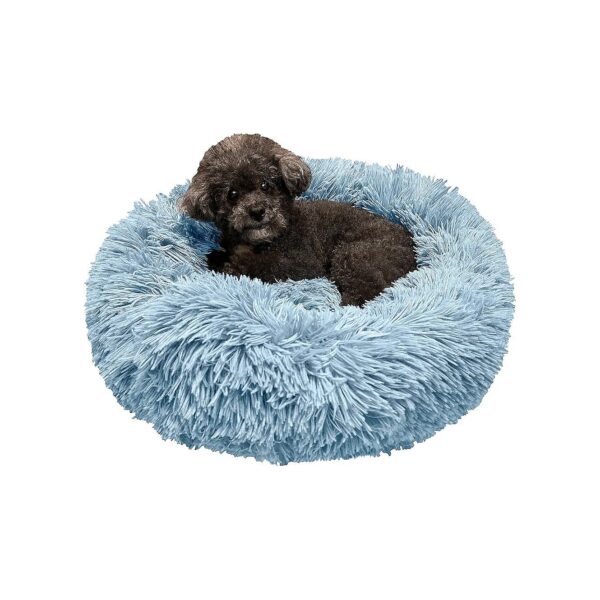 Calming Pet Bed for Small Dogs, Circle Shape, Faux Fur and Polyester Material