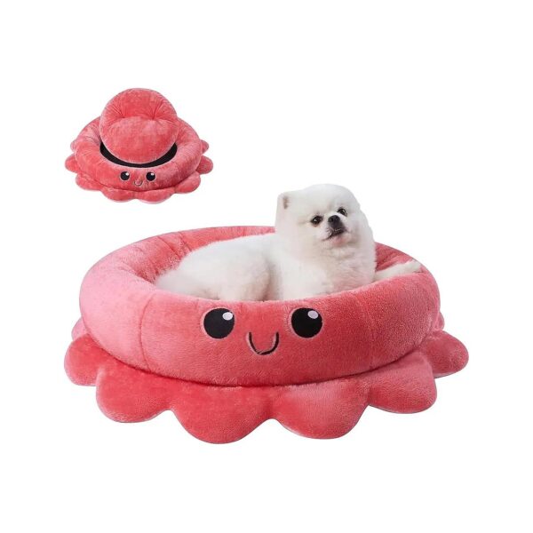 Calming Pet Bed with Removable Cushion for Small Dogs in Octopus Shape