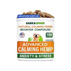 Calming Treats for Dogs with Separation Anxiety and Stress Relief Melatonin and Hemp Oil