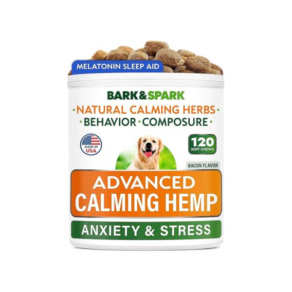 Calming Treats for Dogs with Separation Anxiety and Stress Relief Melatonin and Hemp Oil